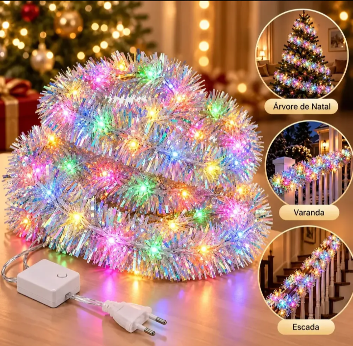 Festão Pisca Pisca Led Natal Flexivel Decoraçao Natalina Luz Colorida 127/220v