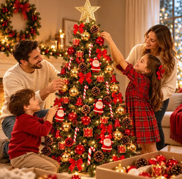 Árvore de Natal Completa com 126 Enfeites e Pisca-Pisca – 150 cm